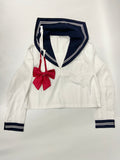 【中古】オリジナル衣装　セーラー服　長袖　白×紺　2XL