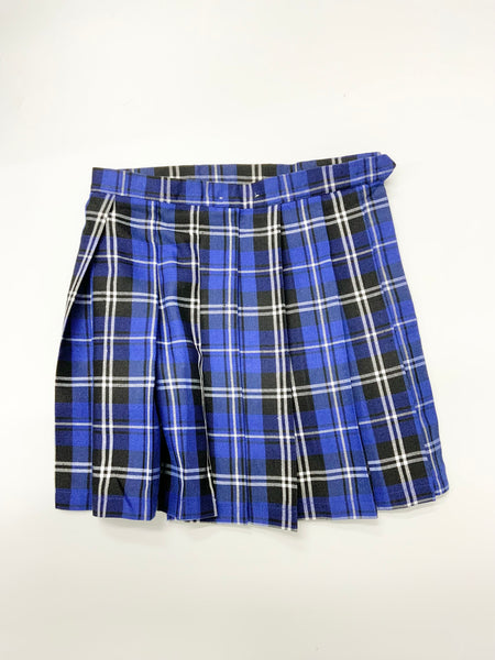【中古】オリジナル衣装　プリーツスカート チェック 青 XL