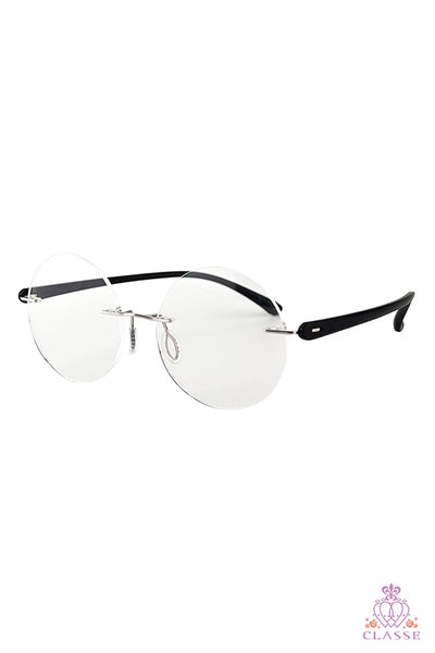 伊達メガネ フチなし丸型