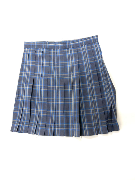 【中古】オリジナル衣装　プリーツスカート　チェック　ブルー×グレー